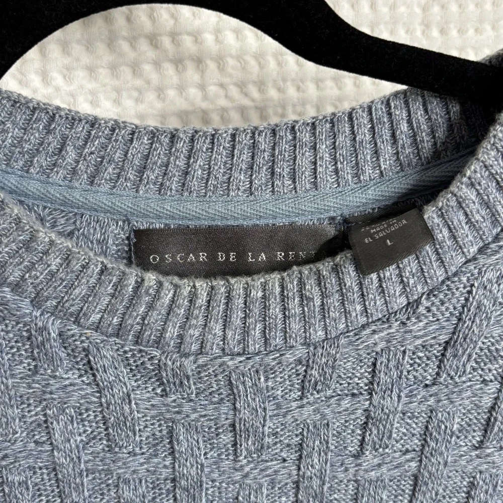 Vintage Oscar de la Renta Crew Neck Pullover Cross Hatch Pattern